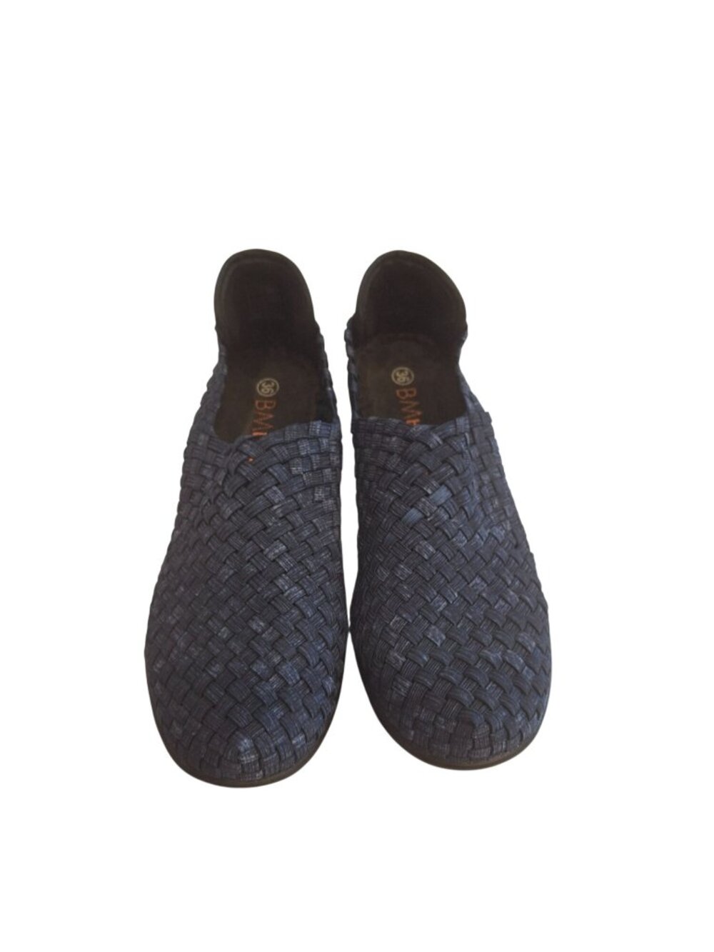 Bernie Mev Womens 36 Navy Blue Woven Slip On Wedge Shoes Stretch Comfort Boho